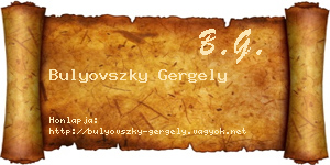 Bulyovszky Gergely névjegykártya